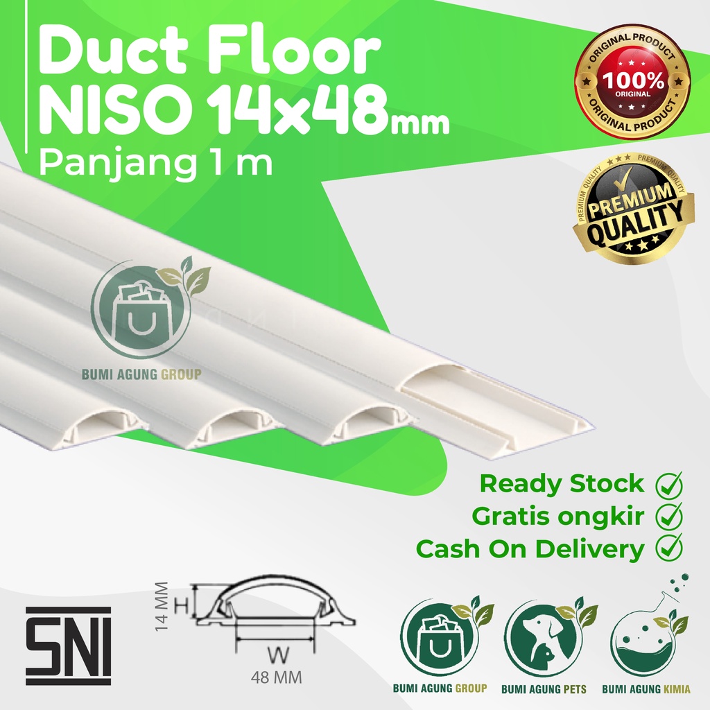 Kabel Duct Lantai TC 14x48 1 meter 14 x 48 NISO Floor Duct oval Cable Tray 1m 1 m