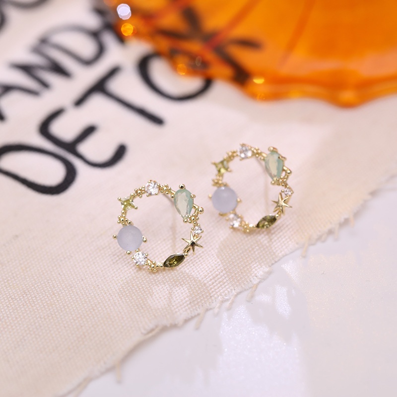 [ 1Pair Rhinestone Geometric Crystal Flower Cirlce Stud Earrings ][ Party Minimalist Ear Jewelry Accessories ]