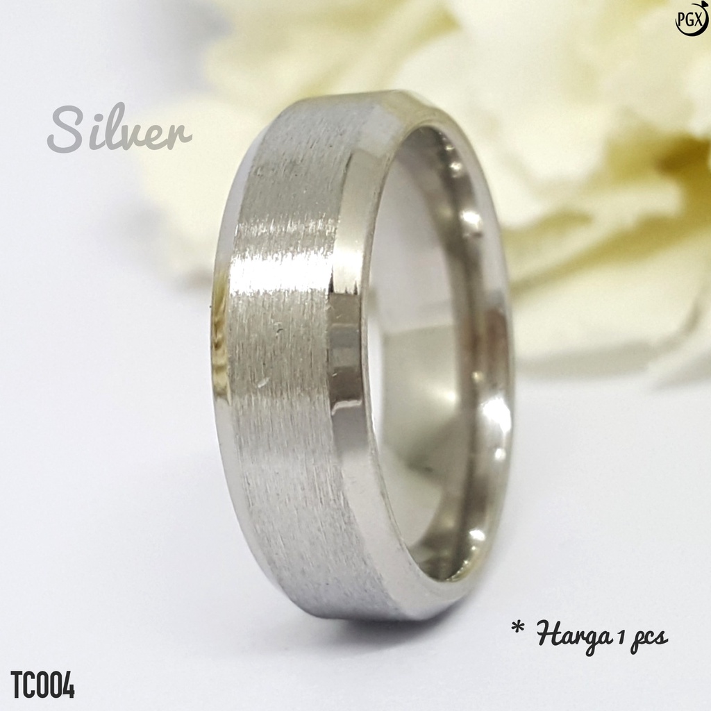 PGX Cincin Titanium Couple Emas Hitam Aksesoris Fashion Perhiasan Anti Karat - TC004