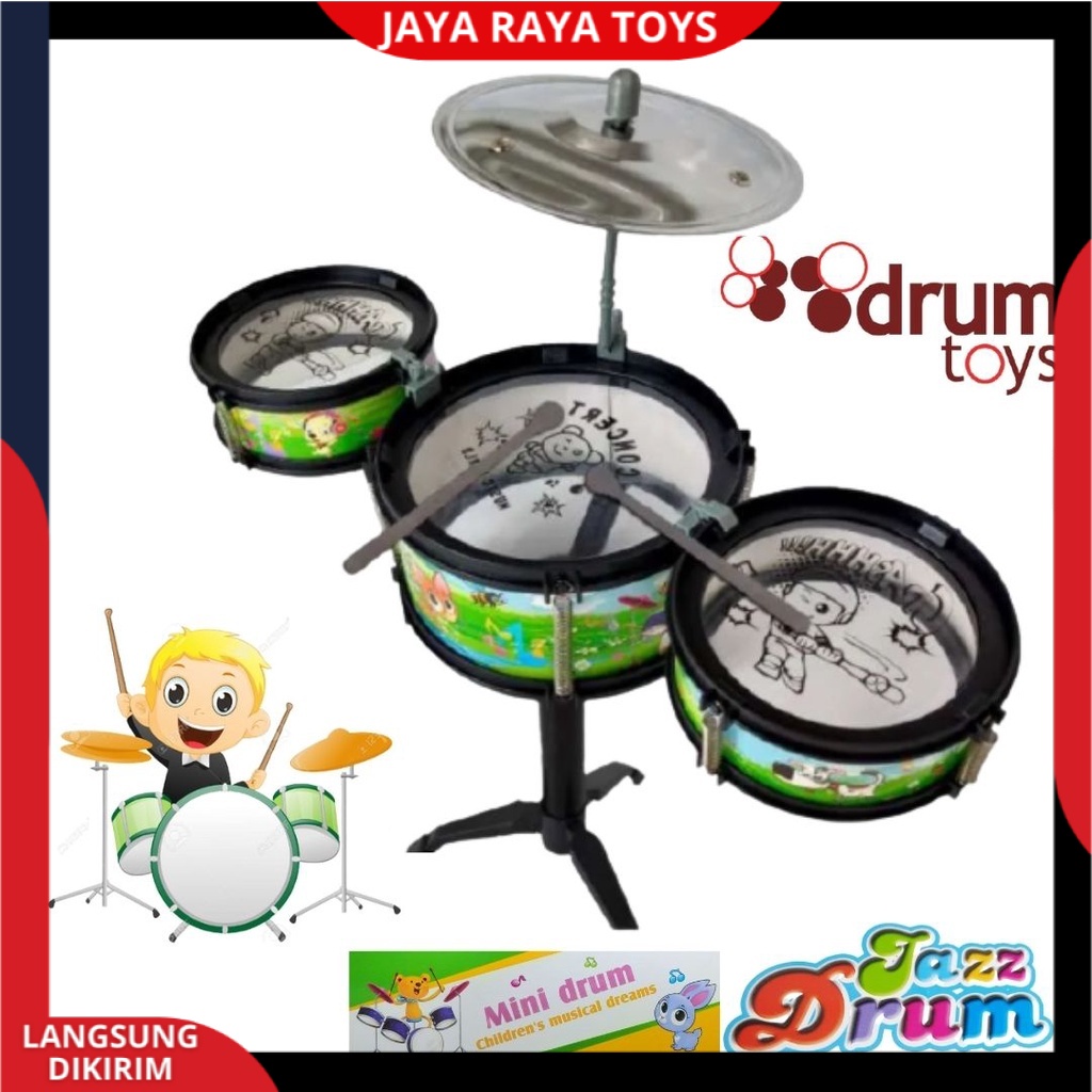 Mainan Edukasi Alat Music Anak Drum / Dram Mini Jazz set | Dram Kecil Set | Gendang Mainan Anak new