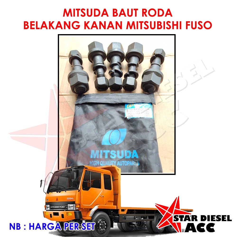 BAUT RODA MITSUBISHI FUSO BELAKANG KANAN MUR RODA FUSO BAUT RODA FUSO BELAKANG KANAN