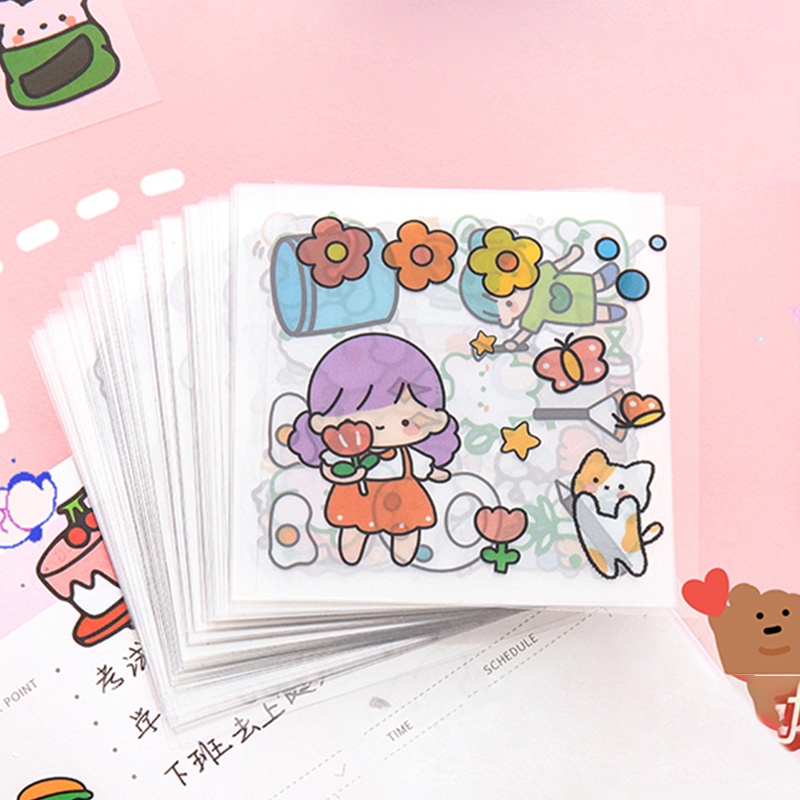 100 Lembar Stiker Motif Kartun Lucu Untuk Dekorasi DIY