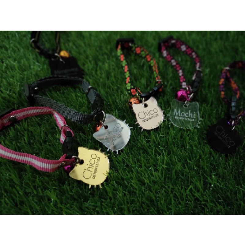 KALUNG KUCING /ANJING DENGAN NAMA DARI AKRILIK PLUS LONCENG