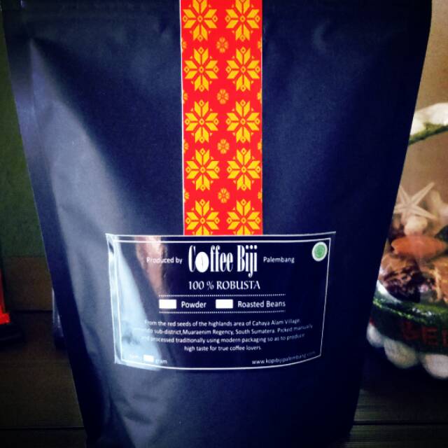 

Kopi roasted beans asli robusta 400 gram merk coffee biji semendo palembang