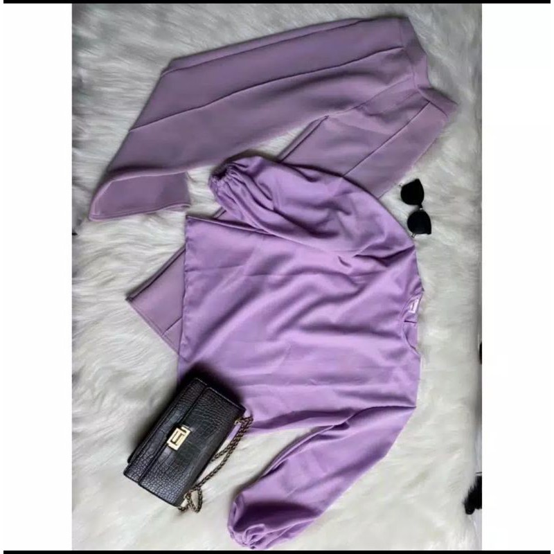 SET LILAC / Setelan wanita / pakaian wanita / baju lilac / kulot lilac / blouse balon / blouse lilac