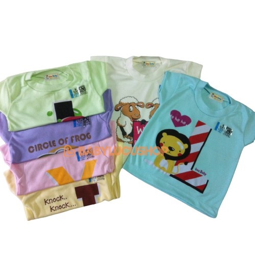 Baju Kaos Anak Baby ONE BABY Oblong Bayi Pendek Sablon S M L ( 3pcs )