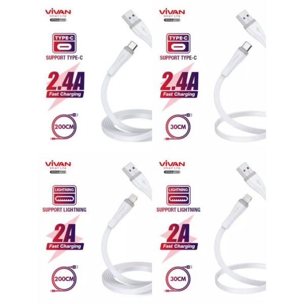 kabel data iphone dan type c   vivan 30 cm   2 meter   2m   type c sc200s   sc30s      iphone sl200s