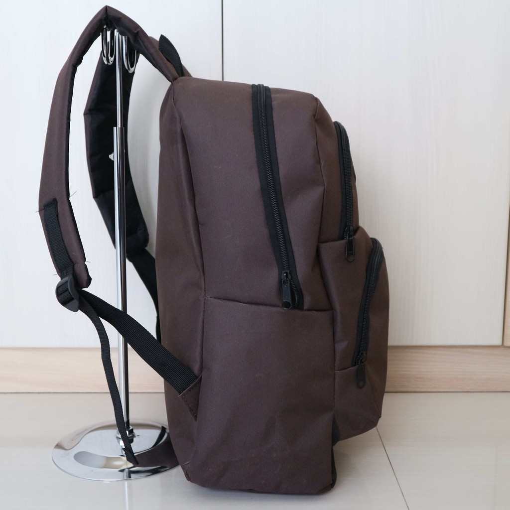 Tas Ransel Laptop Distro Backpack Punggung Sekolah Kuliah Gaya Gaul Warna Coklat With Rain Cover