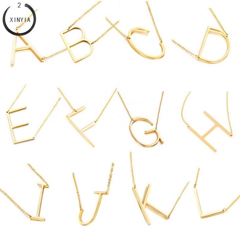 100 Kalung Titanium Anti Karat 18K Emas Alfabet bahasa