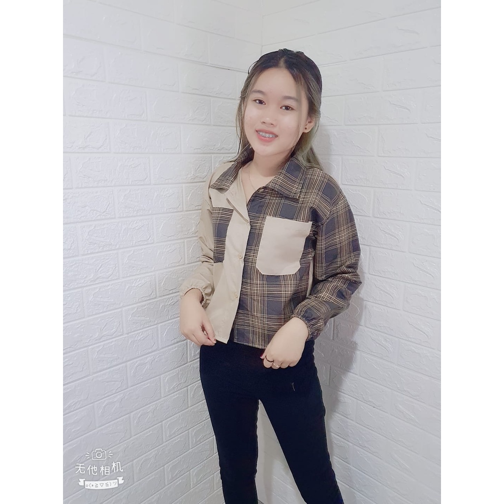 RILLO - PROMO MIKA CROP TOP BLOUSE / KEMEJA WANITA CROP TARTAN-8