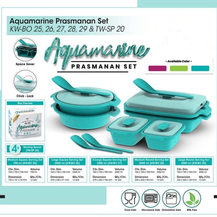 Biggy Aquamarine Prasmanan Set- Biru Tosca