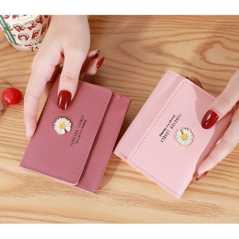 (COD)Dompet Lipat Wanita Kecil Motif Bunga Daisy Dompet Wanita Mini Fashion-3