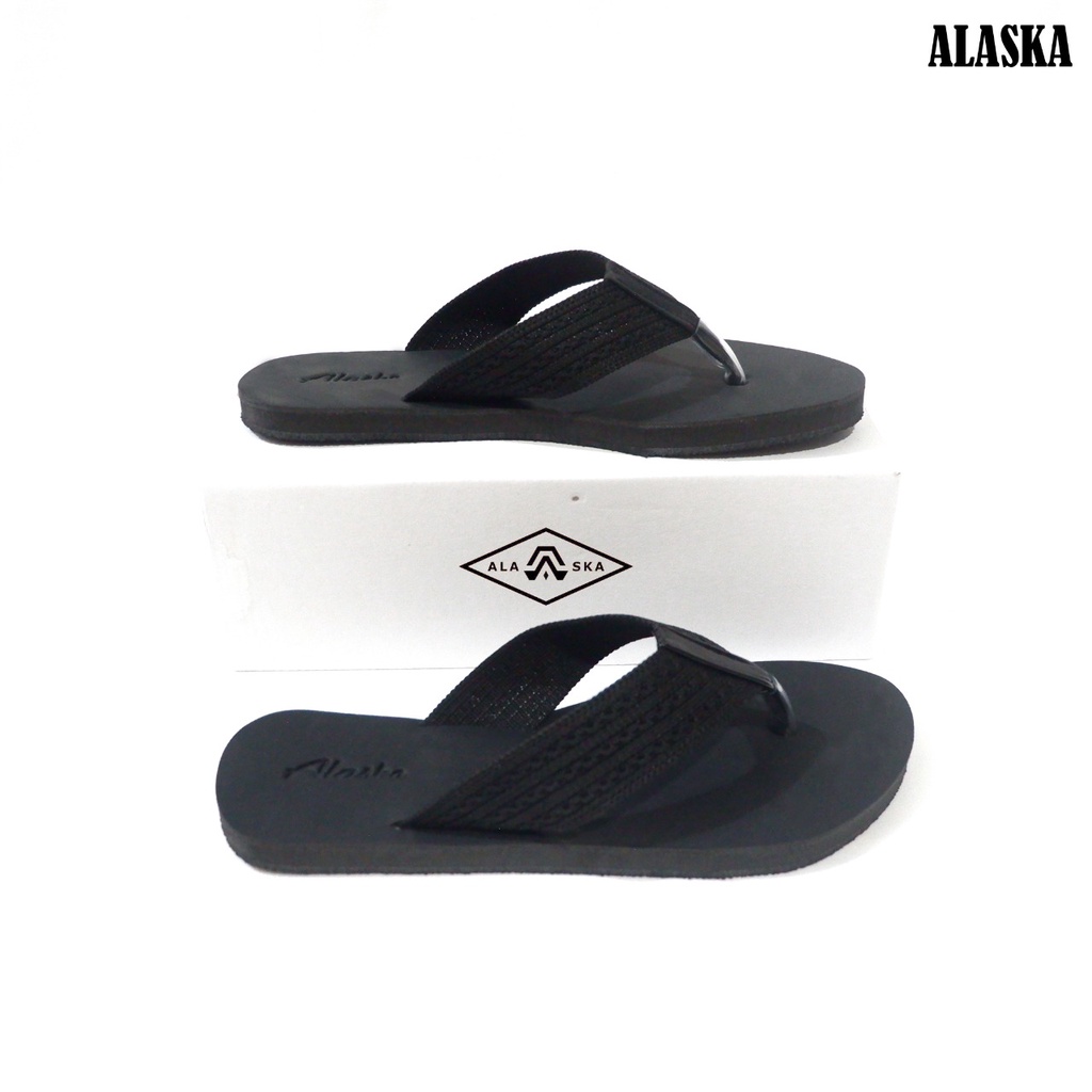 ALASKA Sandal Flat - Sendal Wanita  Dewasa Teplek Motif Rajut Import