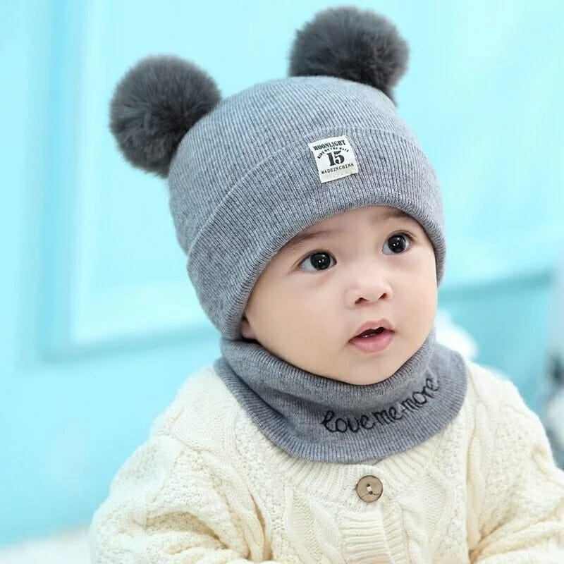 1 set Topi dan Syal Bayi Kupluk Ciput Anak Baru Lahir dan Syal MONLIGHT 15