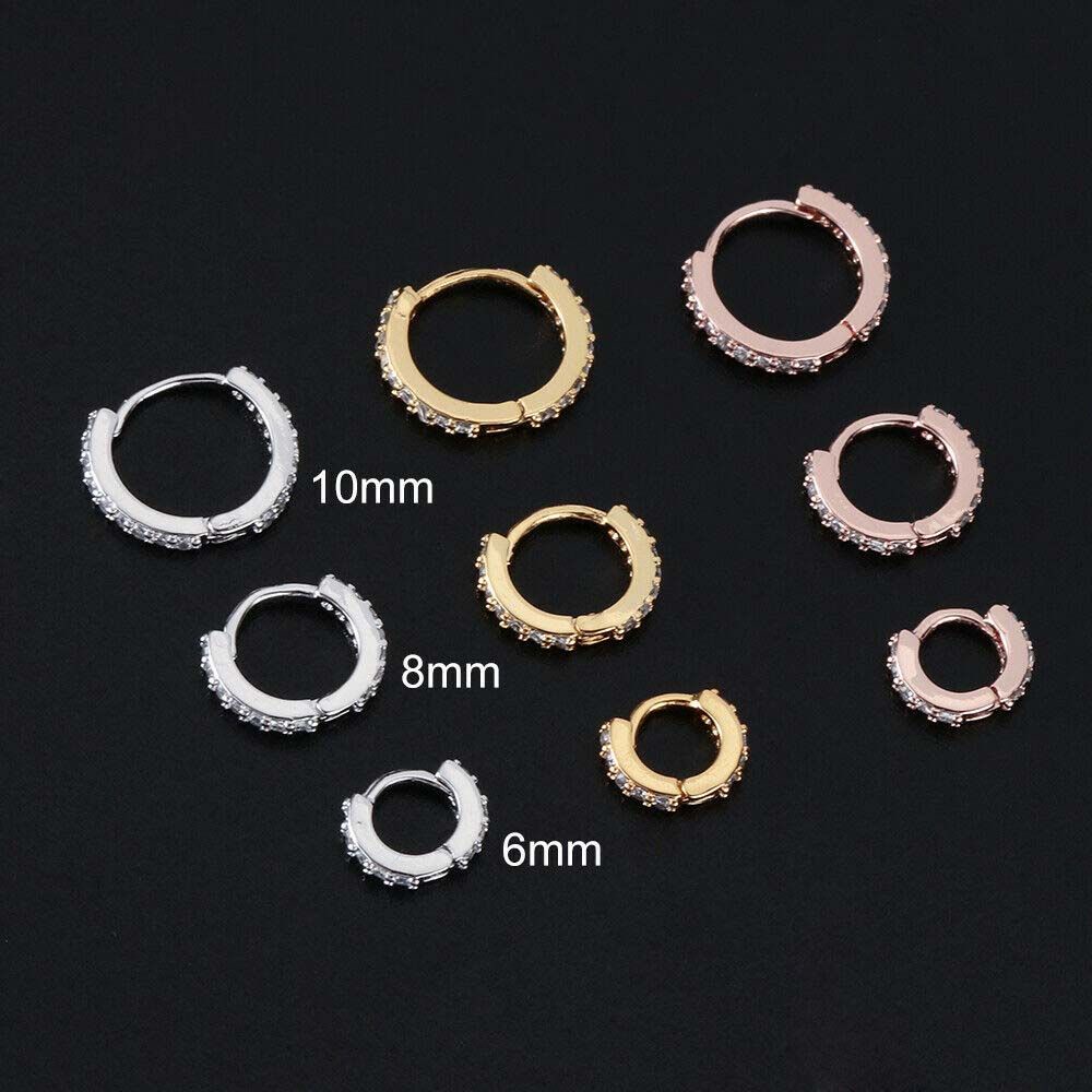 Needway  Fashion Hoop Earrings Clicker Piercing Jewelry Ear Ring 6/8mm Accessories Punk Septum Rose Gold/Silver Color Daith Nose Ring/Multicolor