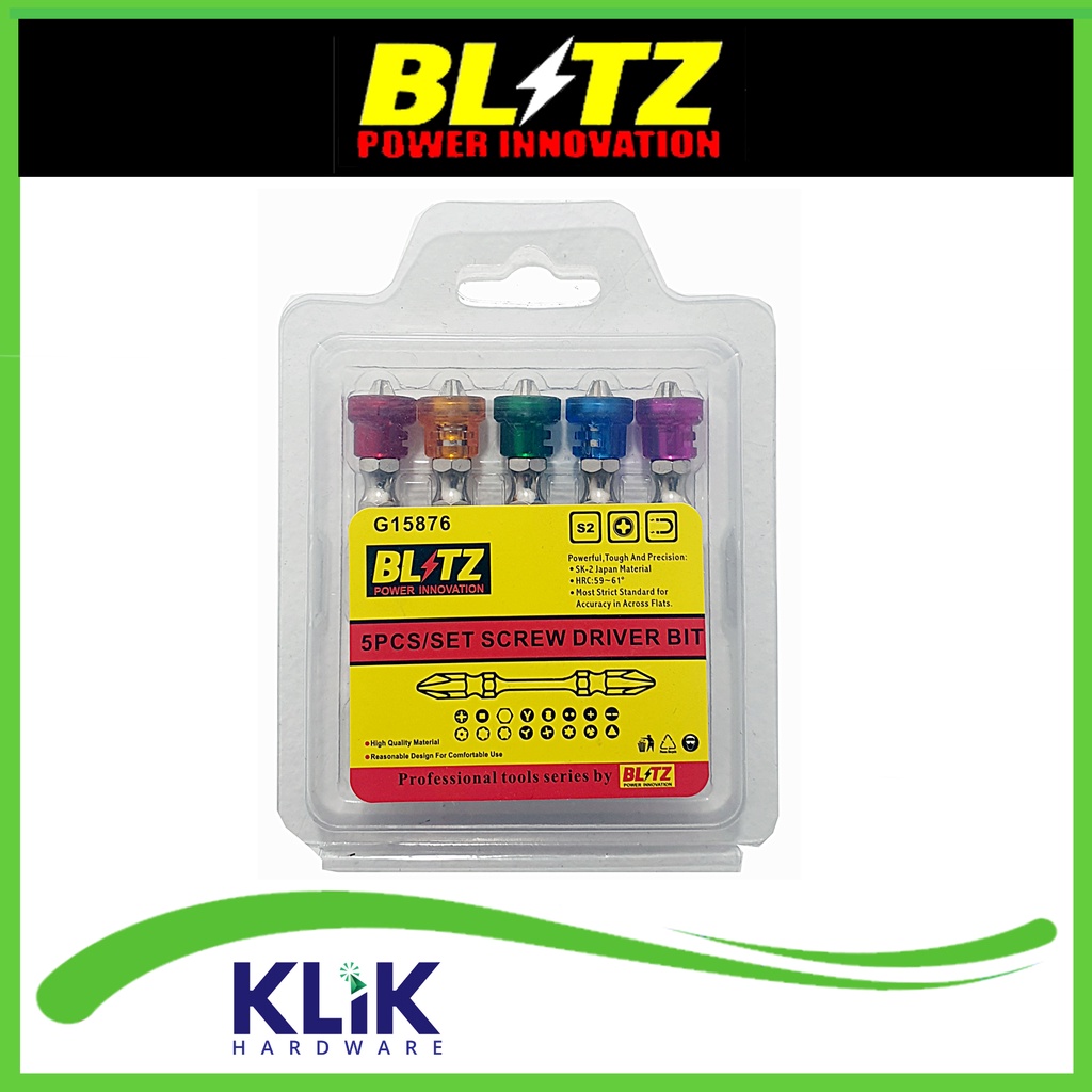 Blitz Mata Obeng Angin Limiter PH2 65 mm Magnet Screw Driver Bit S2 Sekrup Gypsum