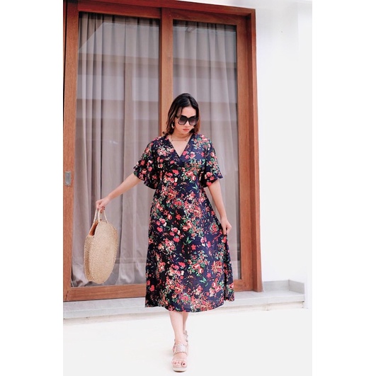 DRESS 7/8 V NECK DRESS BALI FREE MASKER