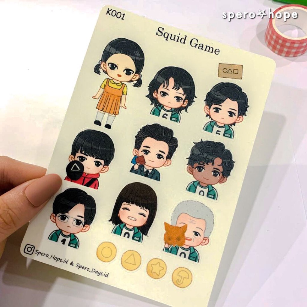 

SPEROHOPE - #K001 Sticker SQUID GAME Stiker Laptop Sticker DIY Diary Sticker Jurnal BUJO Planner Deco Stiker Hias Stiker Laptop Stiker Guru