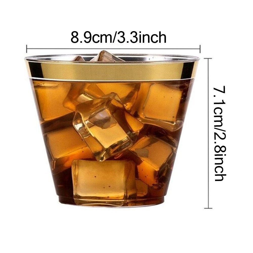 Disposable Plastic Cups Rose Gold Rimmed Transparent Cups Tableware for Wedding Birthday Party Cups