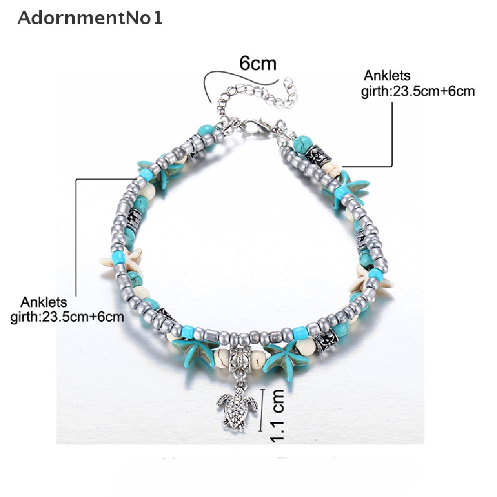 (AdornmentNo1) Gelang Kaki Wanita Bandul Desain Bintang Laut + Kerang Handmade Untuk Pantai