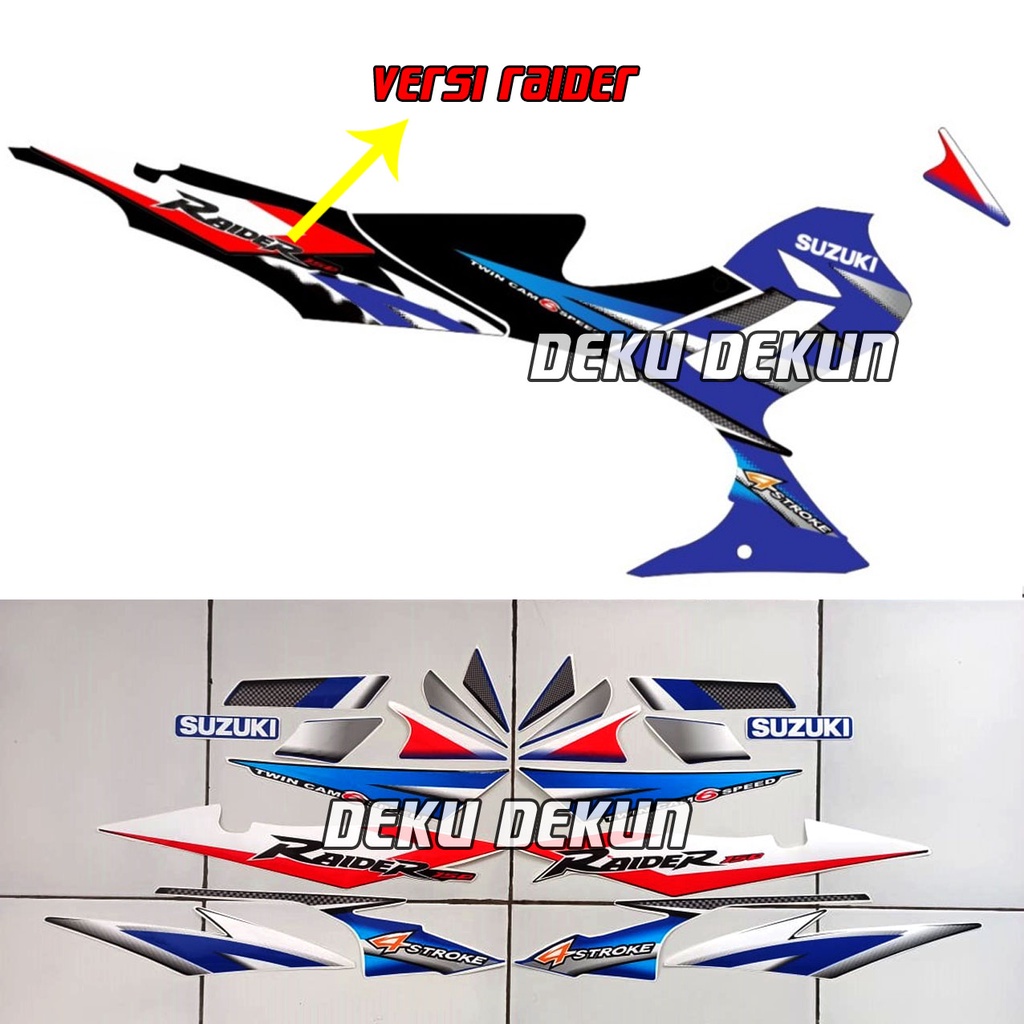 Striping Satria Fu Cbu 2005 Modif Raider Warna Biru Hitam Tahan Vernis Cuting Mesin Laminasi Glosy