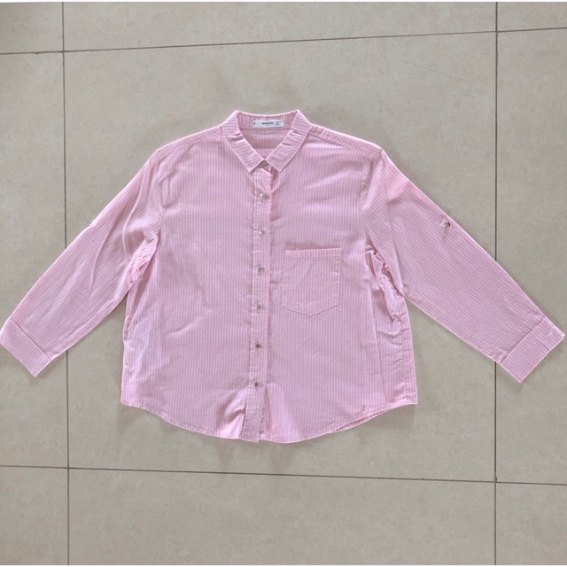 Preloved Kemeja Mango Casual Crop Shirt - Pink (S)