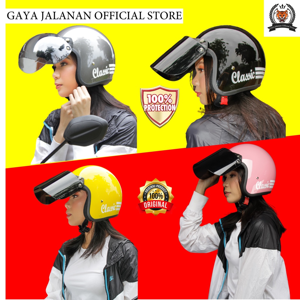 Helm Bogo Dewasa Helem Motor Retro Remaja Classic Pria Wanita SNI Open Face Klasik Cewek Cowok A6