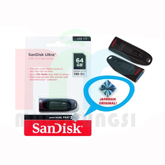 Flashdisk SanDisk 64GB CZ48 Ultra USB 3.0 130MB/s Garansi Resmi