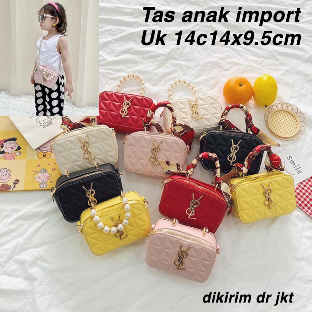 (LOLI-JKT) TS-29 TAS ANAK CEWEK IMPORT YSL / TAS ANAK BAHAN LEMBUT MUTIARA &amp; PITA