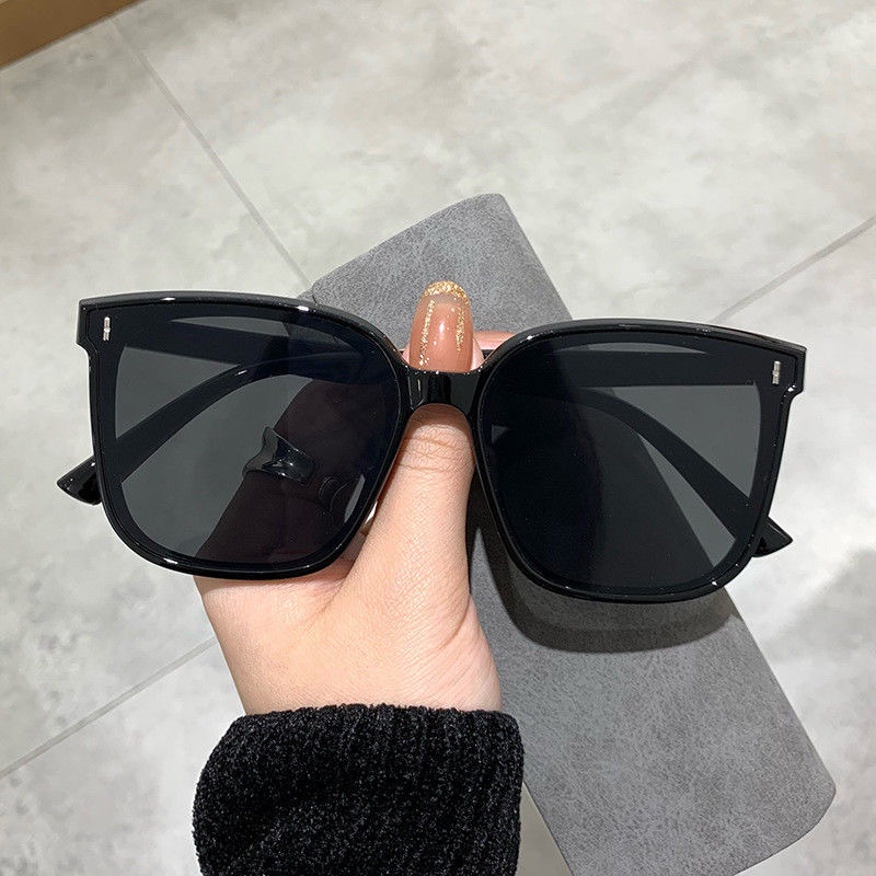 Papaozhu Chic Hitam Kacamata Kotak Besar Untuk Wanita Pria Perlindungan UV400 Oversized Shades Personality Driving Eyewear