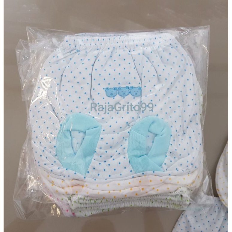 Celana Kacamata Tabur Polkadot Panda Tempel isi 1 Lusin / Celana Pendek Pop Bayi Polkadot Newborn 12 PCS