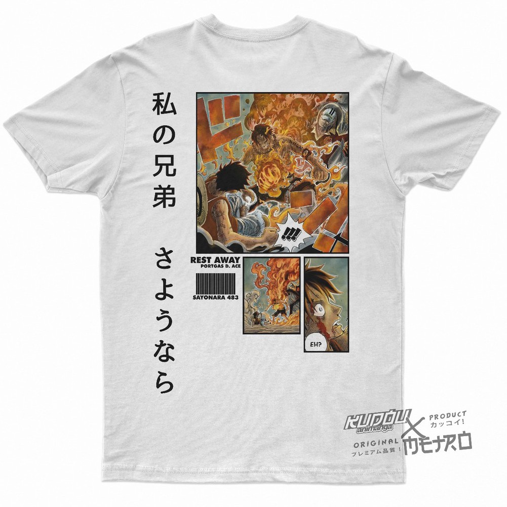 Tshirt Asce Luffy Marineford White Anime Manga One Piece