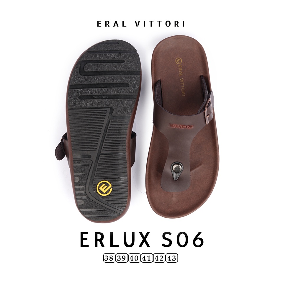 Eral Vittori - Erlux S06 Sandal Pria Kulit Harian Santai Coklat