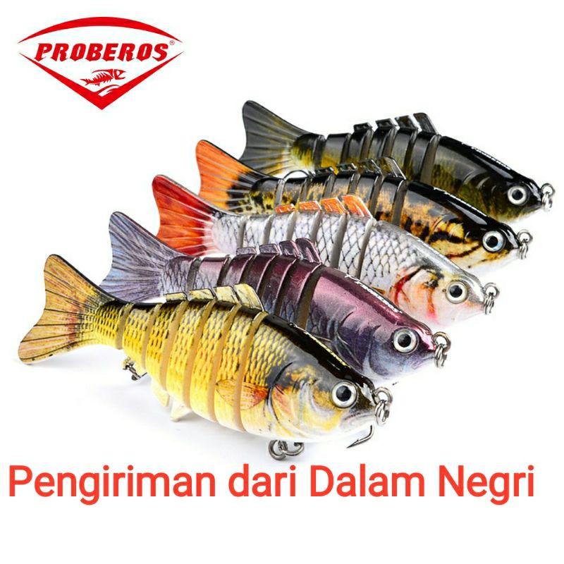 Umpan pancing lure segmented swimbait 7 bagian segmen lure bait impor proberos