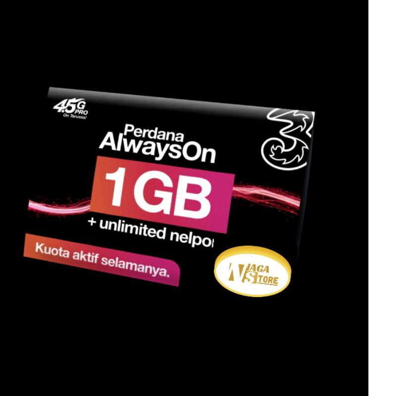 Kartu Perdana Tri AON 1Gb