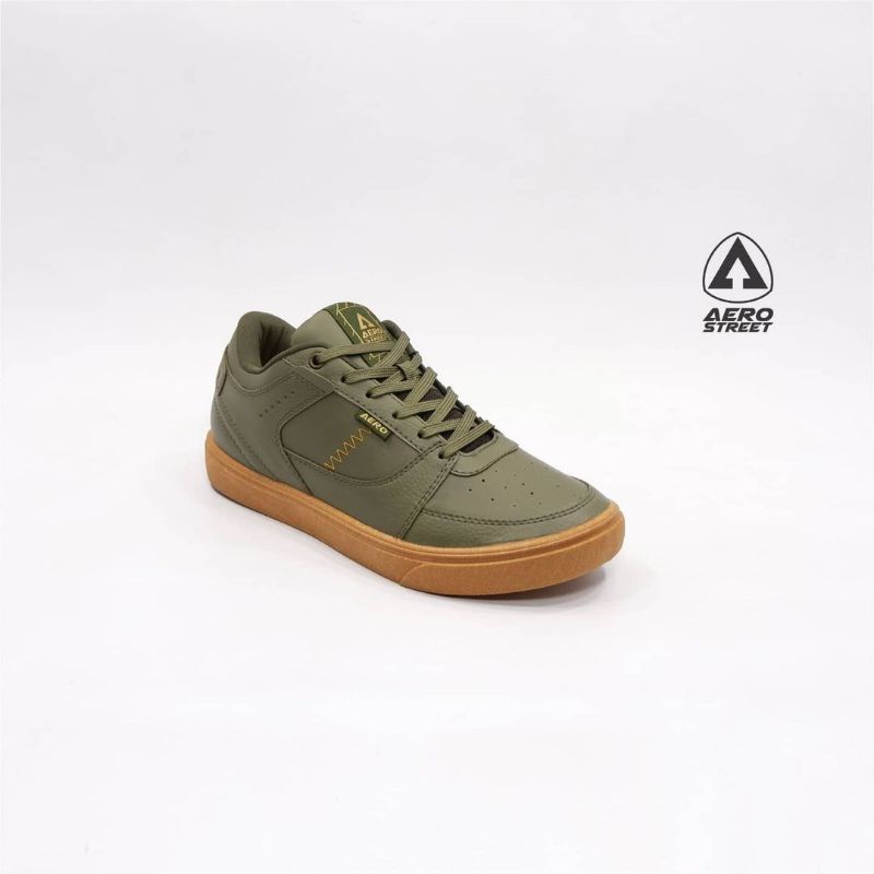 Aerostreet 37-43 Hoops low Gum sepatu hijau olive sneakers casual pria wanita sekolah medan