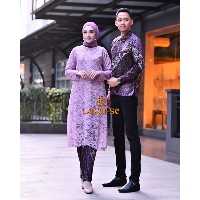 Setelan Kebaya Tunik Batik Couple Modern Terbaru Outfit Pasangan Kondangan Wisuda By Laquse_kebaya2