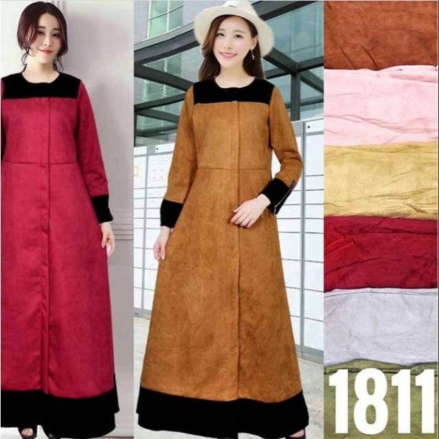 Gamis suede import murah / maxi suede import