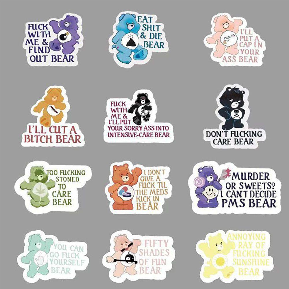 R-flower 12PCS Evil Bears Stiker DIY Kerajinan Laptop Tahan Air Vinyl Decal