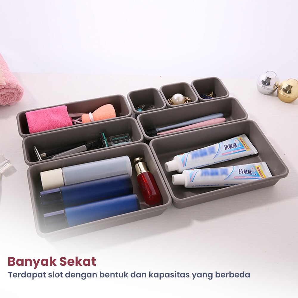 Organizer Laci Kotak Pembatas Penyimpanan Make Up 8 PCS