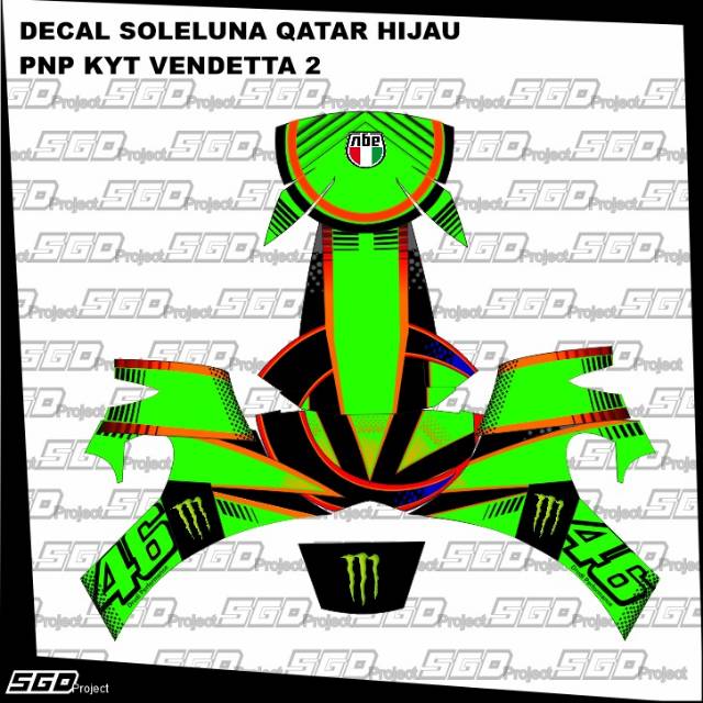 Stiker Decal Helm Motif SoIeIuna Hijau PNP KYT VENDETTA 2