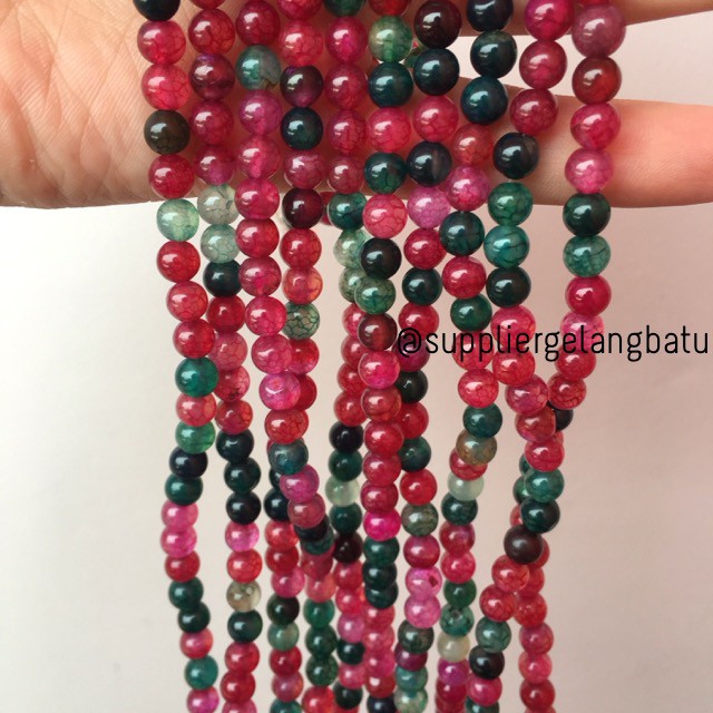 natural 6mm rainbow colour onyx ready stock pancawarna kilap serat beads supplier aksesoris craft