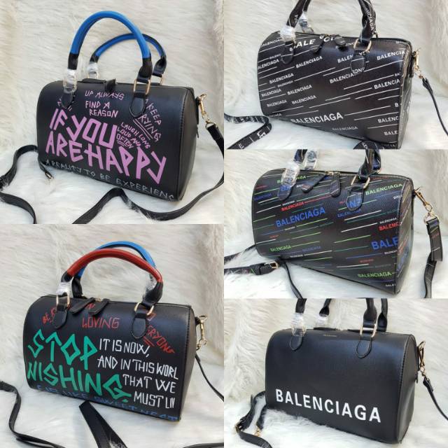 BALENCIAGA VILLE GRAFFITI SPEEDY TAS TOP HANDLE SELEMPANG SLING BAG