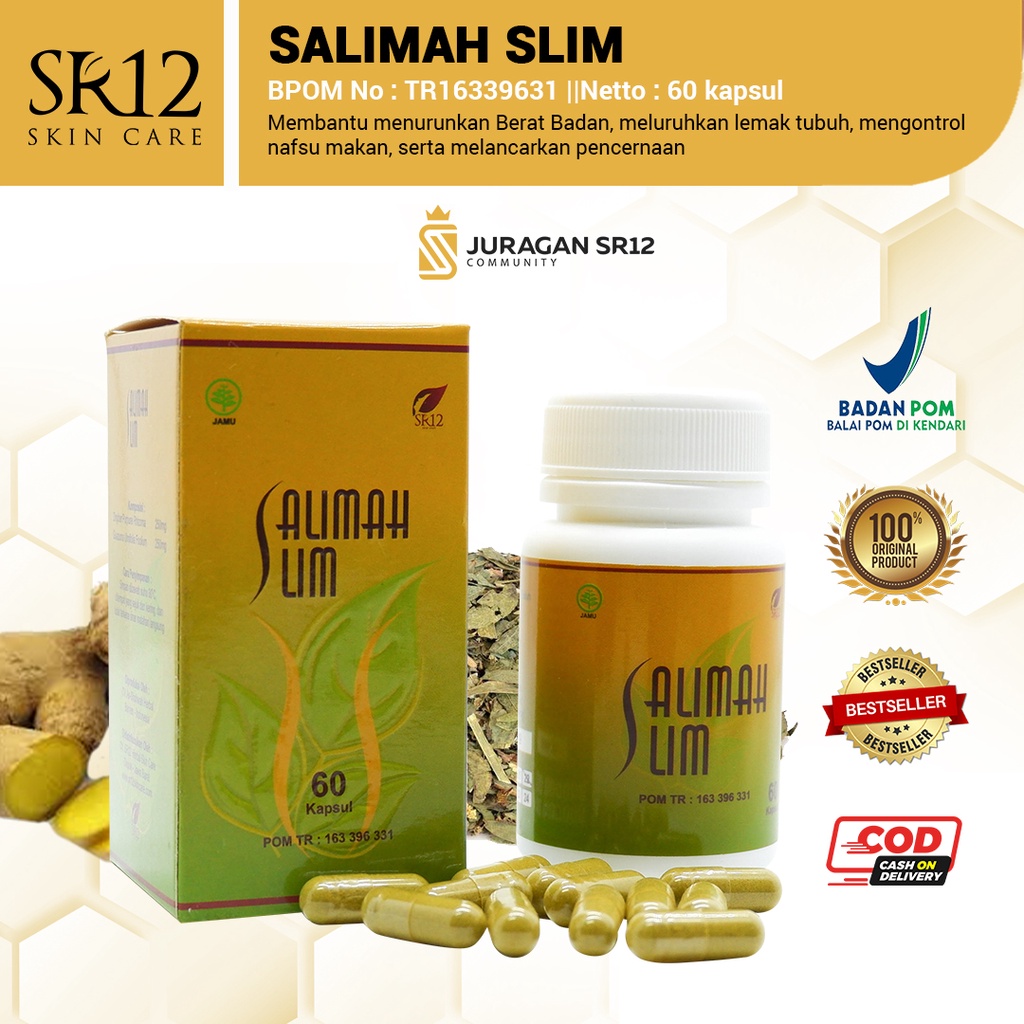 Pelangsing Badan Penurun Berat Badan Obat Diet Ampuh SR12 Salimah Slim BPOM Best Seller