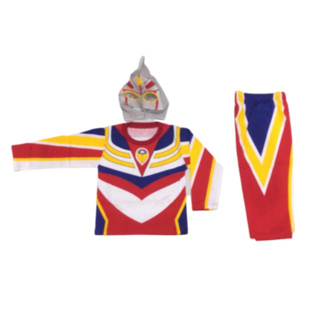 Baju Kostum Anak Ultraman Putih Setelan Panjang Karakter Cowok