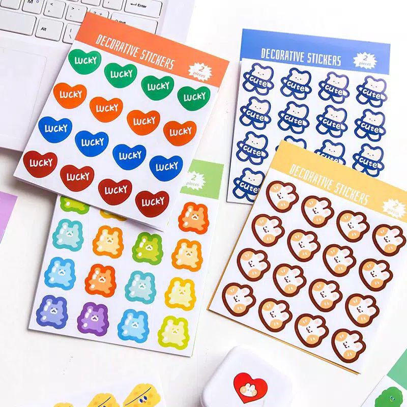 

(1set isi 2 lembar) Cute Cartoon Stiker diy Stickers Diary Decoration Supplies/label stiker bentoy cute scrapbook
