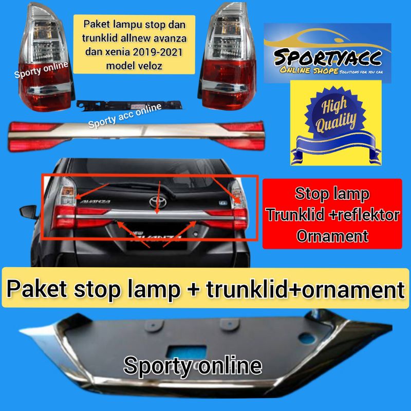 stop lamp plus trunklid reflektor dan ornament allnew avanza xenia 2012-2021