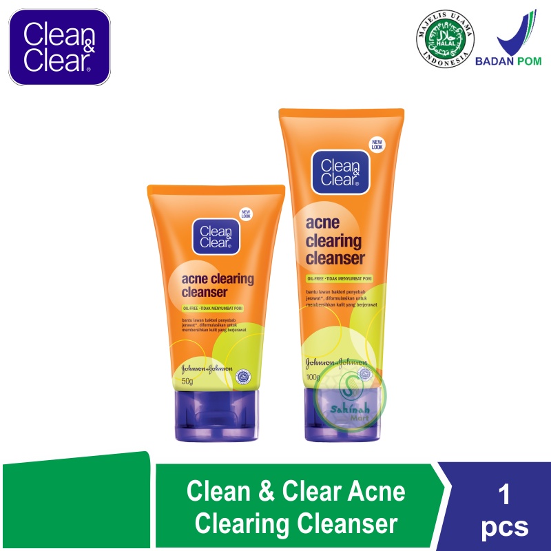 Clean &amp; Clear Acne Clearing Cleanser Sabun Cuci Muka Pembersih Wajah Jerawat  50gr/ 100gr