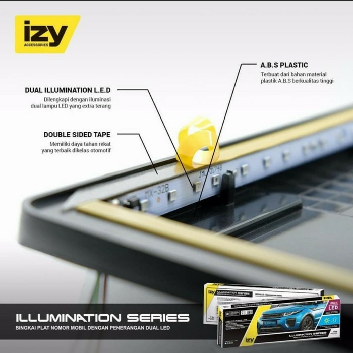 IZY Cover / Dudukan Tempat Plat Nomor Mobil Akrilik LED 1set