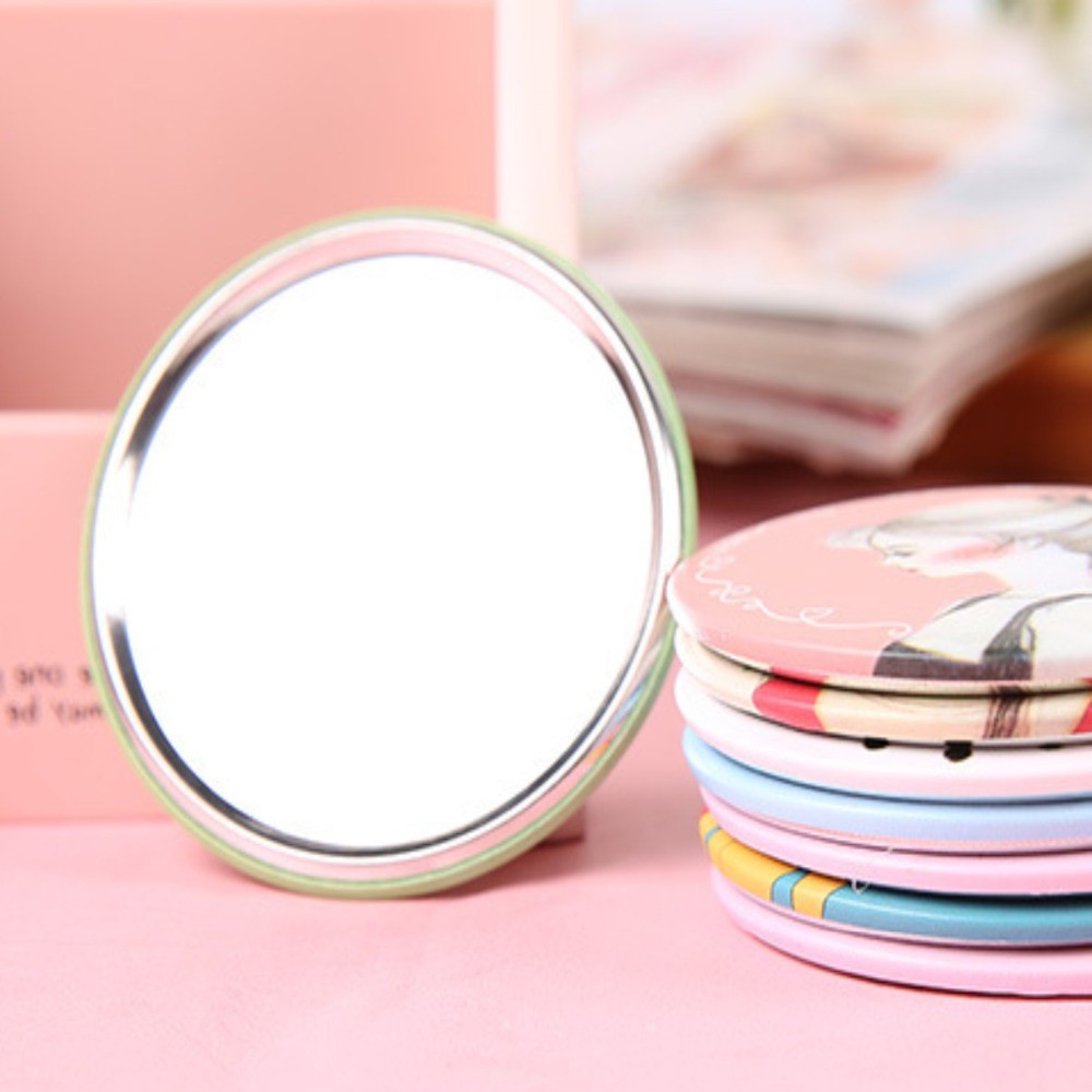 CERMIN MAKE UP ( DAPAT 2 Pcs) (60 Gram) /  KACA RIAS / KOREAN HAND MIRROR PORTABLE TRAVEL KIT